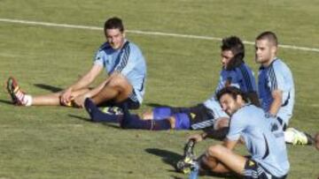 Koke, Villa, Mario Suárez y Cesc.