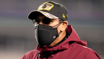 PHILADELPHIA, PENNSYLVANIA - DECEMBER 21: Head coach Ron Rivera of the Washington Football Team walks off the field after a loss against the Philadelphia Eagles at Lincoln Financial Field on December 21, 2021 in Philadelphia, Pennsylvania.   Mitchell Leff