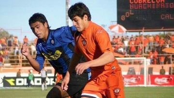 Formado en Huachipato, tiene pasos por Colo Colo, el fútbol europeo y Universidad de Chile. Hoy juega en Estudiantes de la Plata de Argentina. En la foto marcando a un joven Alexis Sánchez.