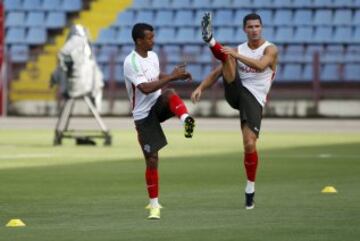 Cristiano Ronaldo durante en entrenamiento antes del partido contra Armenia.