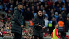 Manchester City manager Pep Guardiola gestures from the sideline during the Premier League match at Anfield, Liverpool. Picture date: Sunday October 16, 2022. (Photo by Peter Byrne/PA Images via Getty Images)