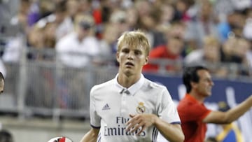 Martin Odegaard durante la pretemporada con el Real Madrid. 