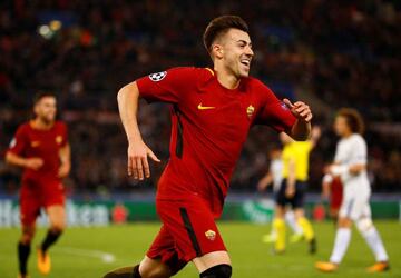 A.S. Roma vs Chelsea | Stephan El Shaarawy celebrates scoring their second goal.