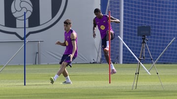 Pedri, en el entrenamiento de este sábado.