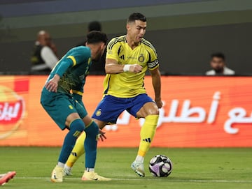 Al Nassr's Cristiano Ronaldo in action against Al Orobah.