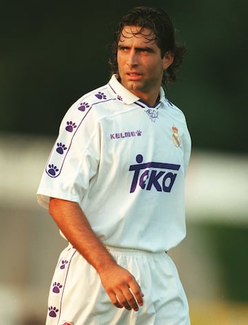 Esnáider, con la camiseta del Real Madrid.