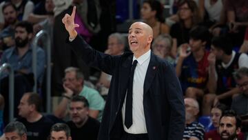 Joan Peñarroya, durante el partido de la Euroliga de Barcelona y AS Mónaco Basket en el Palau Blaugrana.