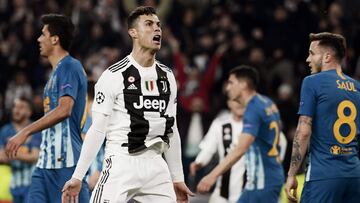 Cristiano Ronaldo celebra uno de los goles que le marc&oacute; al Atl&eacute;tico con la Juventus.