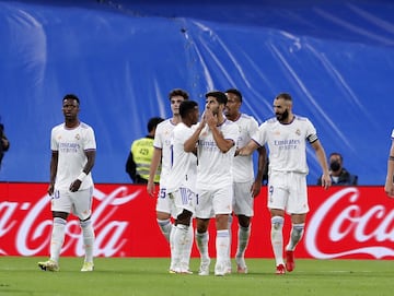 4-1. Marco Asensio celebra el cuarto gol.