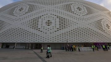 DOHA, QATAR - DECEMBER 01: A General view of the stadium exterior prior to the FIFA World Cup Qatar 2022 Group F match between Canada and Morocco at Al Thumama Stadium on December 01, 2022 in Doha, Qatar. (Photo by Youssef Loulidi/Fantasista/Getty Images)