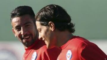 Isla y Albornoz se entrenan.