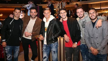 Vitolo, Adán, Llorente, Hermoso, Saúl y Koke, en El Gran Escenario en el Wanda Metropolitano.