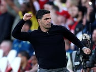 Mikel Arteta celebra el triunfo contra el Newcastle.