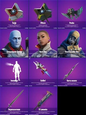 Todos los objetos de Destiny 2 en Fortnite