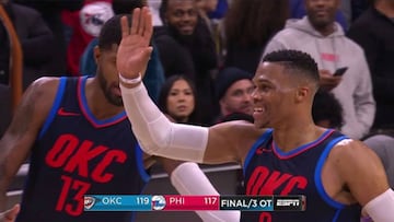 ¡Locura en Philly! Tres prórrogas, piques y Westbrook despide a Embiid en su propia casa