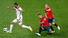 Boutaïb hizo el primer gol frente a España en 2018.