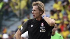 Ricardo Gareca durante el partido de Per&uacute; ante Colombia.