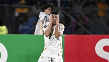 Tigres' Argentine midfielder #11 Juan Brunetta reacts during the CONCACAF Champions Cup all-Mexican semi-final second leg match between Cruz Azul and Tigres at the Olimpico Universitario stadium in Mexico City on May 1, 2025. (Photo by Carl de Souza / AFP)