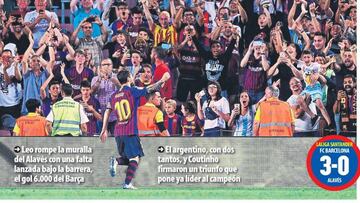 La prensa de Barcelona, rendida a los pies de Messi