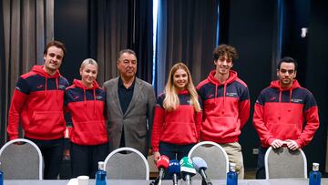 Dieck, Smart, González, Val, Kazimov y Guarino, ayer en la rueda de prensa de la RFEH en Madrid.