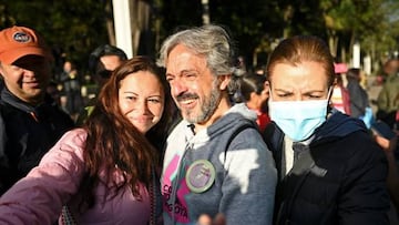 Colombian Juan Daniel Oviedo (C), former General Director of the National Administrative Department of Statistics of Colombia, poses for a picture with supporters during his campaign announcement for mayoral candidate in Bogota on February 7, 2023. (Photo by Juan Barreto / AFP) (Photo by JUAN BARRETO/AFP via Getty Images)