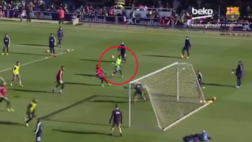 Barcelona's Messi scores great goal in open training session