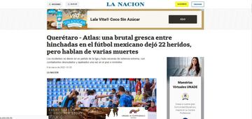 La Nación también publicó la noticia con mesura