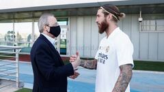 Florentino y Sergio Ramos, en la Ciudad Real Madrid.