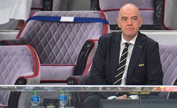 FIFA President Gianni Infantino attends the 2019 FIFA Club World Cup semi-final football match between Brazil's Flamengo and Saudi's al-Hilal at the Khalifa International Stadium in the Qatari capital Doha on December 17, 2019. (Photo by Giuseppe CACACE /
