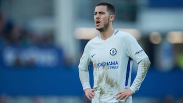 PP. Liverpool (Great Britain), 23/12/2017.- Chelsea&#039;&Auml;&ocirc;s Eden Hazard reacts during the English Premier League soccer match between Everton and Chelsea held at the Goodison Park, Liverpool, Britain, 23 December 2017. EFE/EPA/PETER POWELL EDITORIAL USE ONLY. No use with unauthorized audio, video, data, fixture lists, club/league logos or &#039;live&#039; services. Online in-match use limited to 75 images, no video emulation. No use in betting, games or single club/league/player publications.