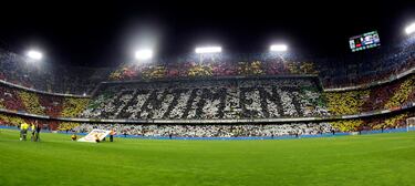 Los tifos de Mestalla. El color de la grada en las grandes noches europeas, ligueras y coperas.