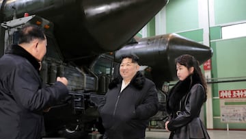 North Korean leader Kim Jong Un, accompanied by his daughter Kim Ju Ae, visits a military vehicle production plant, in this picture released by North Korea's Korean Central News Agency (KCNA) on January 5, 2024.  KCNA via REUTERS    ATTENTION EDITORS - THIS IMAGE WAS PROVIDED BY A THIRD PARTY. REUTERS IS UNABLE TO INDEPENDENTLY VERIFY THIS IMAGE. NO THIRD PARTY SALES. SOUTH KOREA OUT. NO COMMERCIAL OR EDITORIAL SALES IN SOUTH KOREA.     TPX IMAGES OF THE DAY