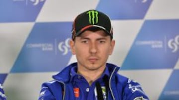 Jorge Lorenzo en la rueda de prensa de Qatar.