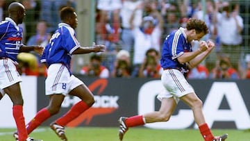 Laurent Blanc y el primer gol de oro en una Copa del Mundo