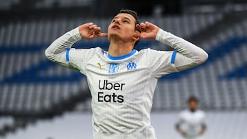 Thauvin celebra el gol que le marc&oacute; al M&oacute;naco.