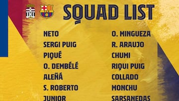Piqué encabeza la lista a Cartagena junto a 16 jugadores del filial