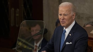 WASHINGTON, DC UNITED STATES- FEBRUARY 8: President Joe Biden speaks to Congress during his State of The Union address on February 8th, 2023 in Washington, DC. (Photo by Nathan Posner/Anadolu Agency via Getty Images)