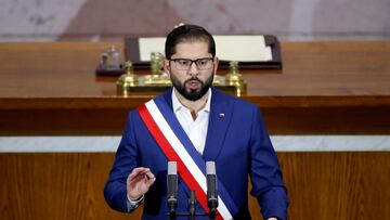 Chile's President Gabriel Boric speaks during his annual address at the National Congress building in Valparaiso, Chile June 1, 2024. REUTERS/Rodrigo Garrido