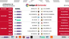 Ya se conocen los horarios de la jornada 36 de LaLiga Santander.