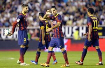 Cesc Fàbregas celebra su gol, el cuarto para el Barcelona.