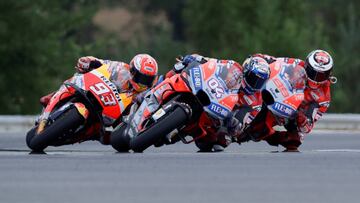 Márquez, Dovizioso y Lorenzo en Brno.