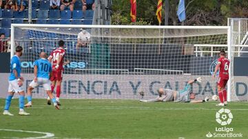 Ekain marcando el 2-0 frente al Burgos el pasado sábado.