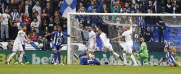 Cristiano wheels away after nodding in Real's second.