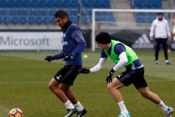 James se exige en el entreno del Madrid y apunta al Celta