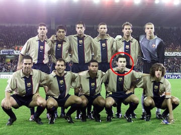 Iniesta made his first team debut for Barça on October 29 (2002) in a Champions League group game against Bruges.