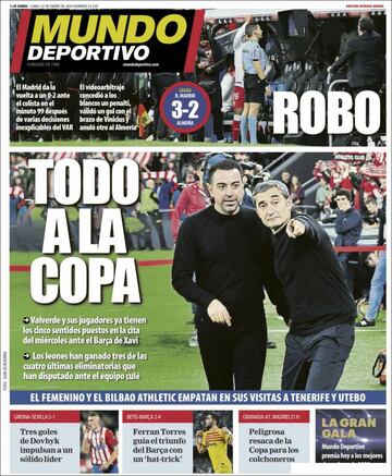 “Atraco histórico”, “Robo”... las portadas tras la polémica del VAR