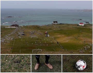 Fútbol junto al mar en la isla de Eriksay, Escocia.