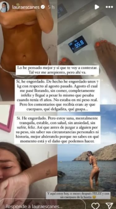 Laura Escanes carga contra las cr¨ªticas por su cambio f¨ªsico: ¡°S¨ª, he engordado¡±
