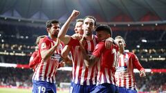 God&iacute;n celebra su gol, el 1-0 del Atl&eacute;tico de Madrid a la Real Sociedad.