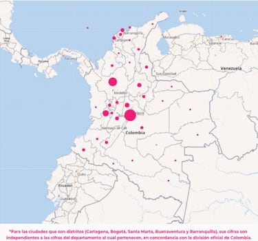Mapa de casos y muertes por coronavirus por departamentos en Colombia: hoy, 8 de febrero